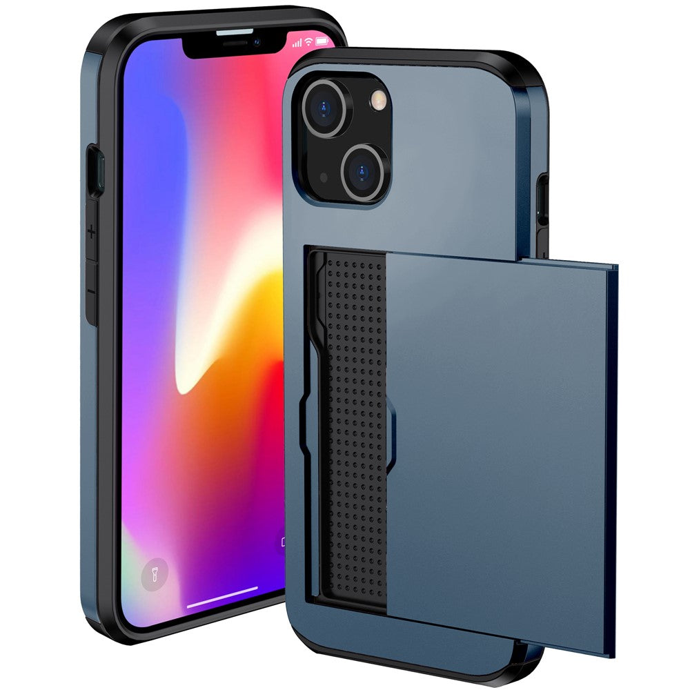 Card Holder Phone Case for iPhone 15 Plus , TPU + PC Dual Layer Anti-drop Phone Cover