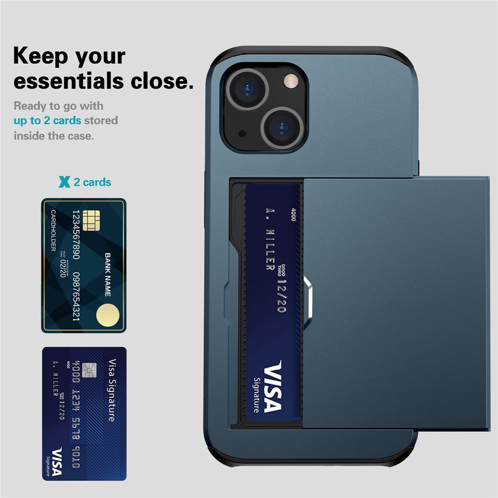 Card Holder Phone Case for iPhone 15 Plus , TPU + PC Dual Layer Anti-drop Phone Cover