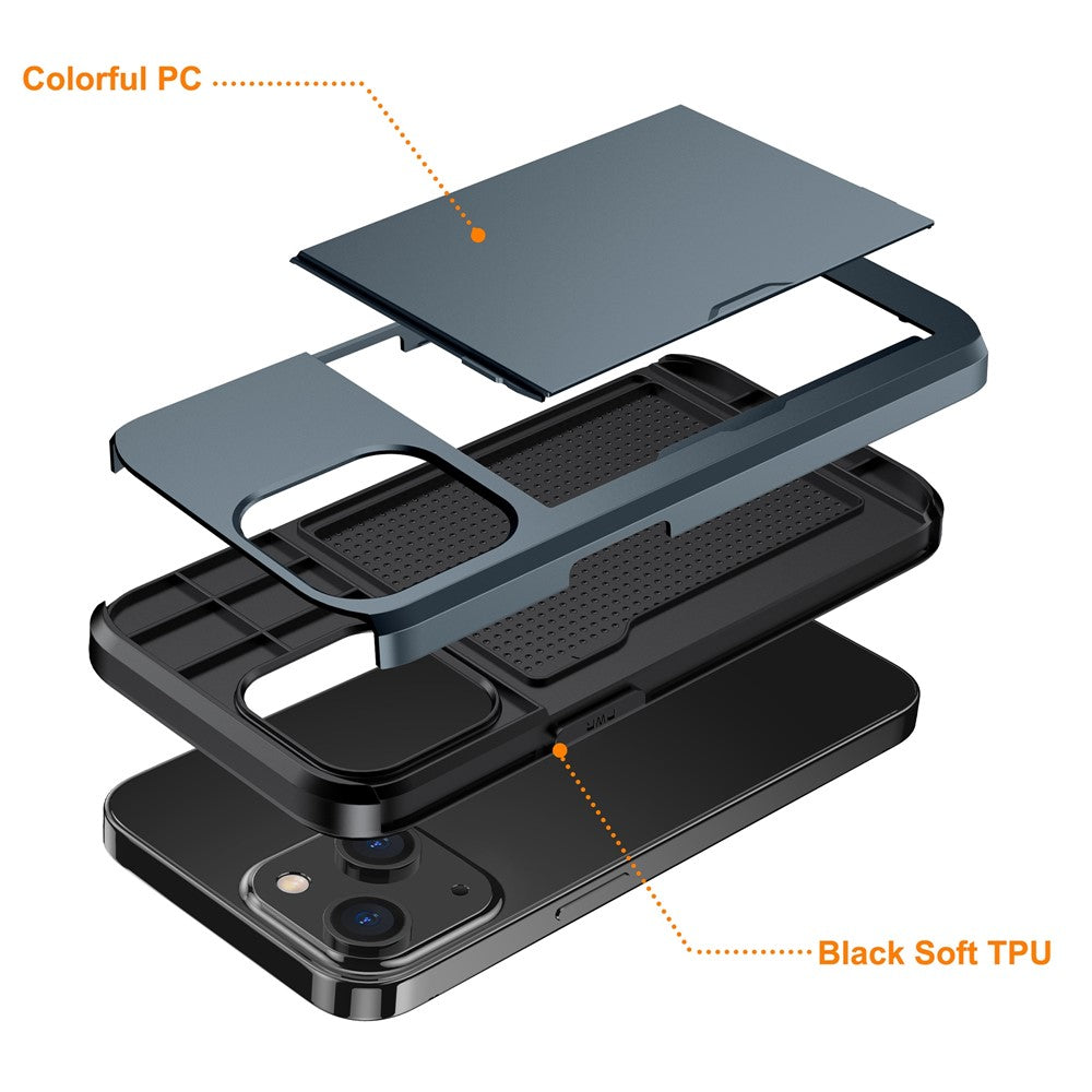 Card Holder Phone Case for iPhone 15 Plus , TPU + PC Dual Layer Anti-drop Phone Cover