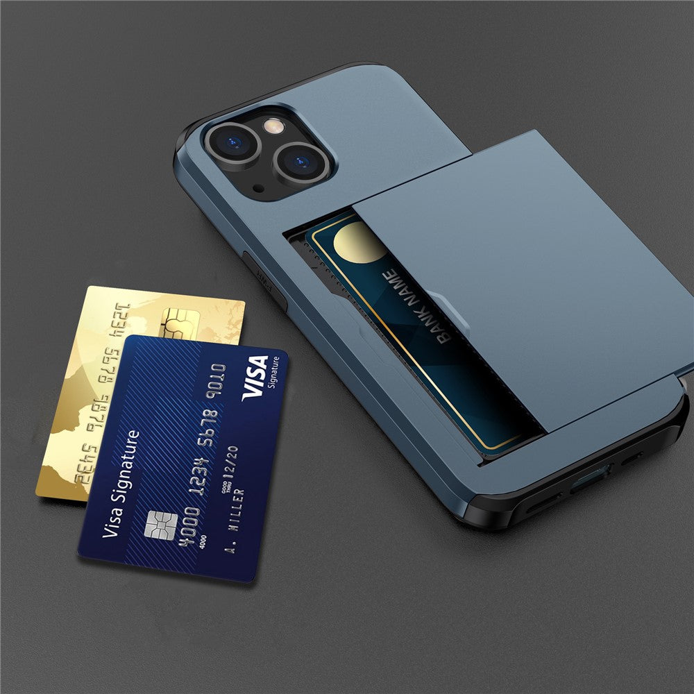 Card Holder Phone Case for iPhone 15 Plus , TPU + PC Dual Layer Anti-drop Phone Cover