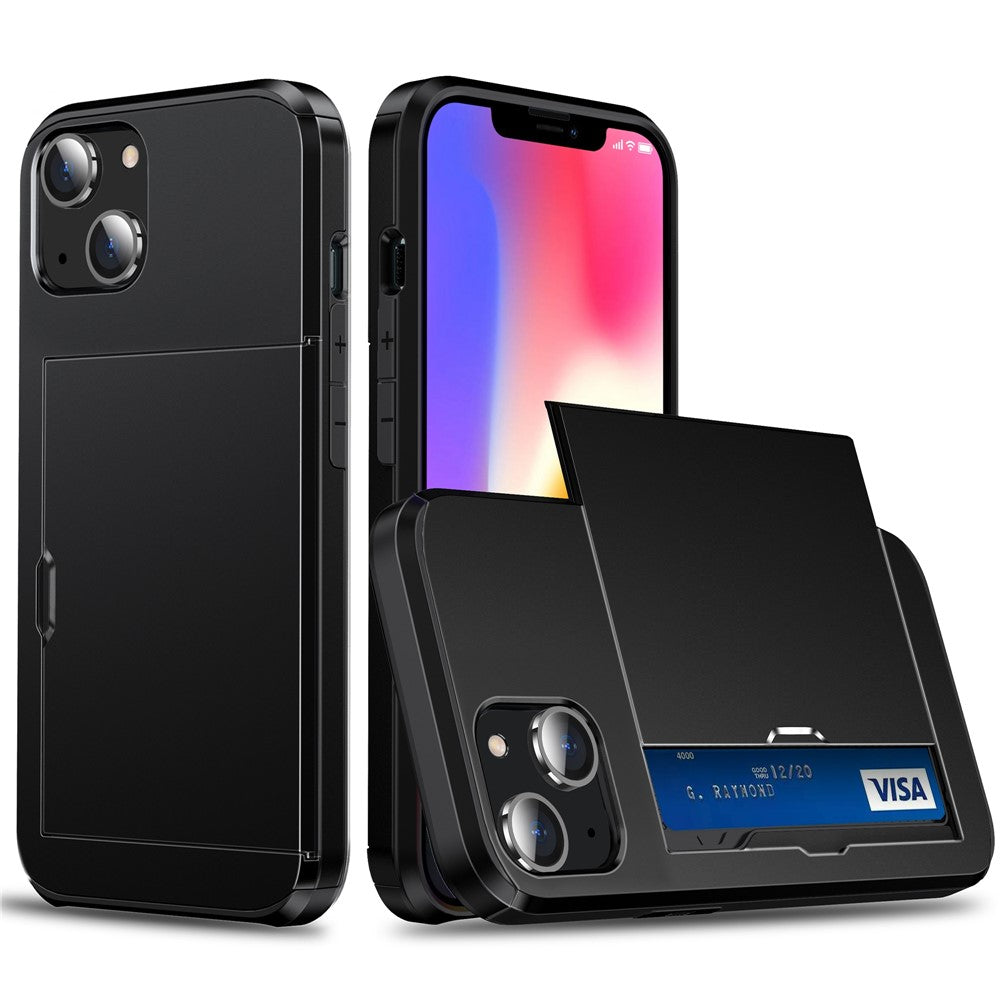 Card Holder Phone Case for iPhone 15 Plus , TPU + PC Dual Layer Anti-drop Phone Cover
