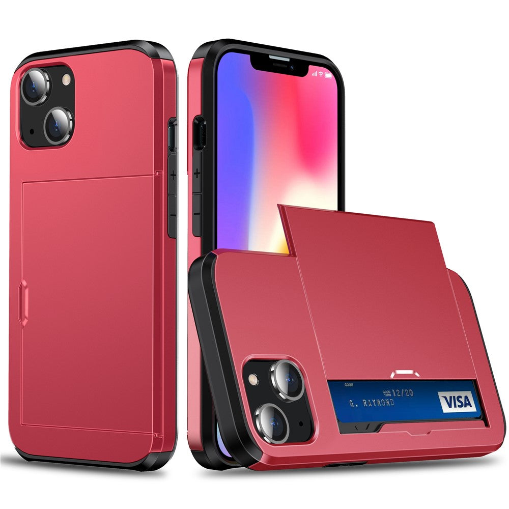 Card Holder Phone Case for iPhone 15 Plus , TPU + PC Dual Layer Anti-drop Phone Cover