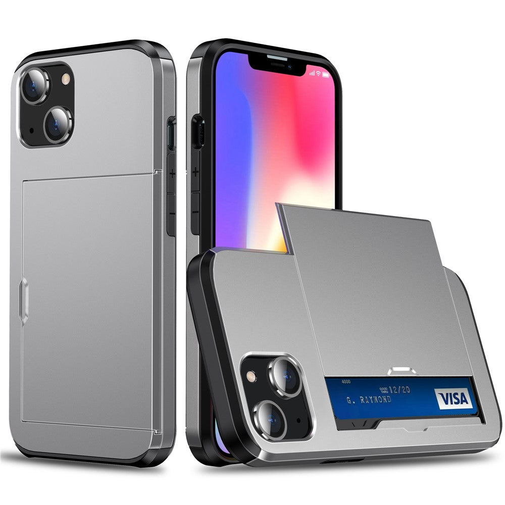 Card Holder Phone Case for iPhone 15 Plus , TPU + PC Dual Layer Anti-drop Phone Cover