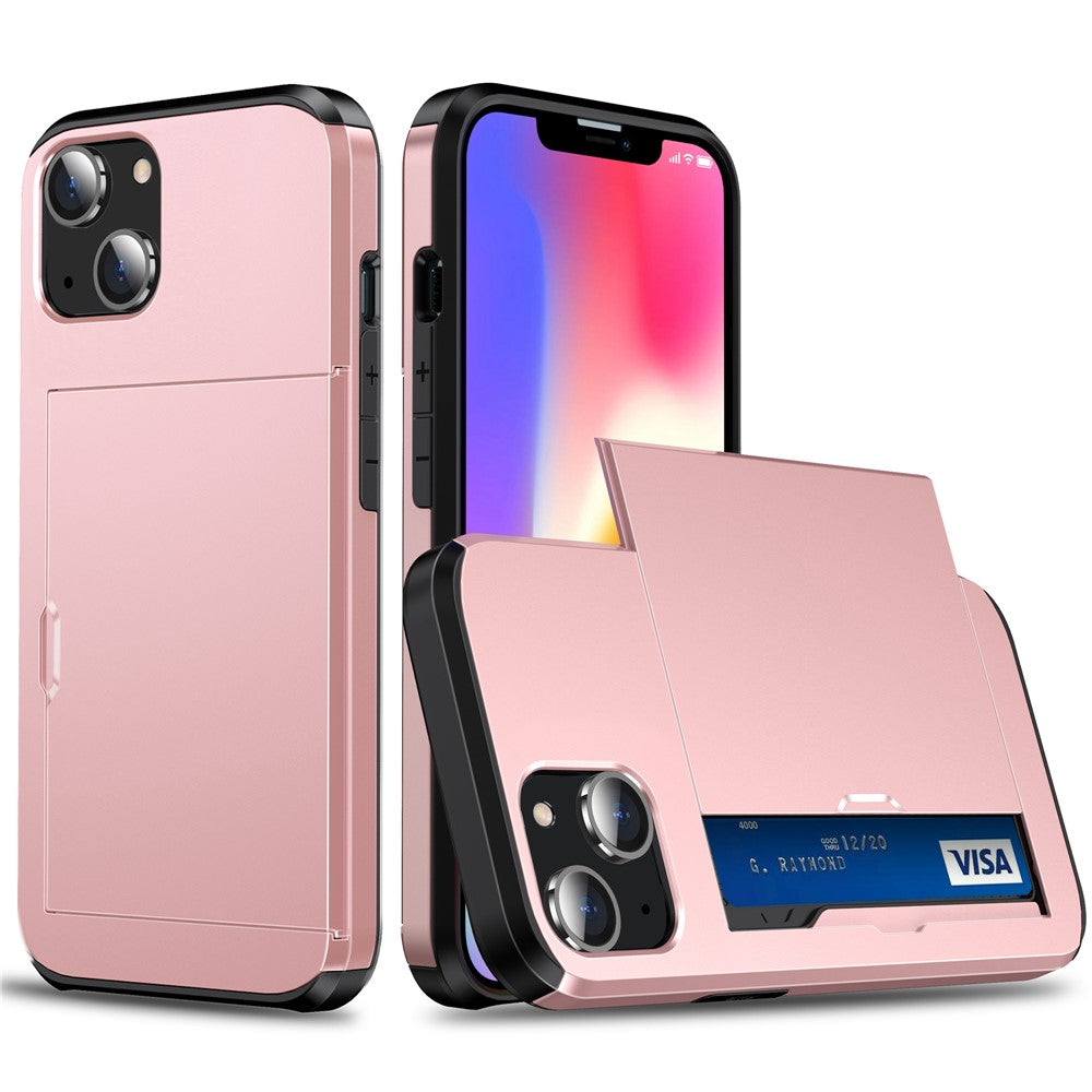 Card Holder Phone Case for iPhone 15 Plus , TPU + PC Dual Layer Anti-drop Phone Cover