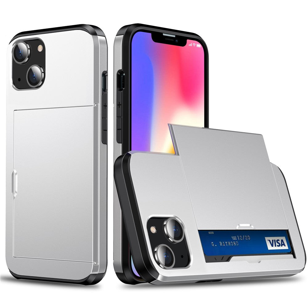 Card Holder Phone Case for iPhone 15 Plus , TPU + PC Dual Layer Anti-drop Phone Cover