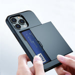 Slide Card Holder Phone Cover for iPhone 15 Pro , TPU + PC Dual Layer Phone Protective Case