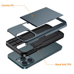 Slide Card Holder Phone Cover for iPhone 15 Pro , TPU + PC Dual Layer Phone Protective Case