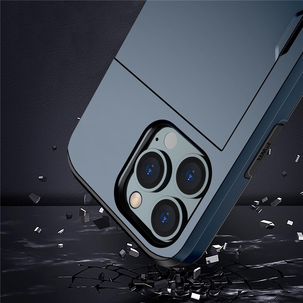 Slide Card Holder Phone Cover for iPhone 15 Pro , TPU + PC Dual Layer Phone Protective Case