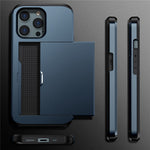 Phone Case with Slide Card Holder for iPhone 15 Pro Max , Anti-scratch TPU + PC Phone Cover
