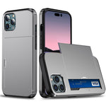 Phone Case with Slide Card Holder for iPhone 15 Pro Max , Anti-scratch TPU + PC Phone Cover