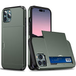 Phone Case with Slide Card Holder for iPhone 15 Pro Max , Anti-scratch TPU + PC Phone Cover