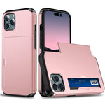 Phone Case with Slide Card Holder for iPhone 15 Pro Max , Anti-scratch TPU + PC Phone Cover