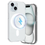 For iPhone 15 Plus Magnetic Ring Design Clear Phone Cover Case Acrylic+TPU Phone Shell Compatible with MagSafe
