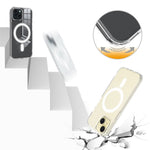 For iPhone 15 Plus Magnetic Ring Design Clear Phone Cover Case Acrylic+TPU Phone Shell Compatible with MagSafe