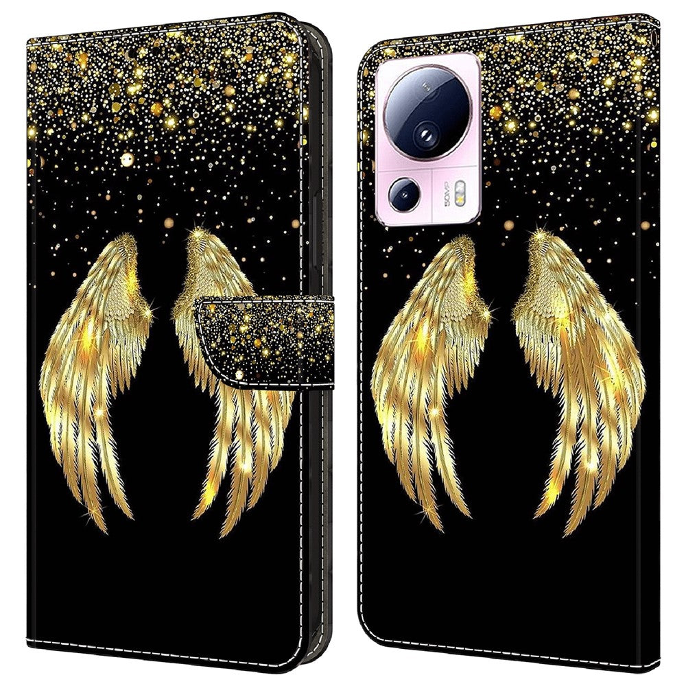 Xiaomi 13 Lite / Civi 2 5G PU-lädermobilskal 3D-mönsterutskrift Stativ Flip-plånboksfodral