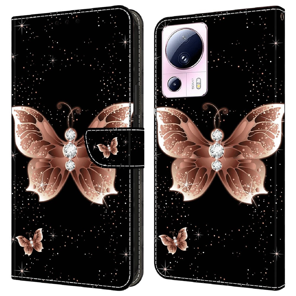 Xiaomi 13 Lite / Civi 2 5G PU-lädermobilskal 3D-mönsterutskrift Stativ Flip-plånboksfodral