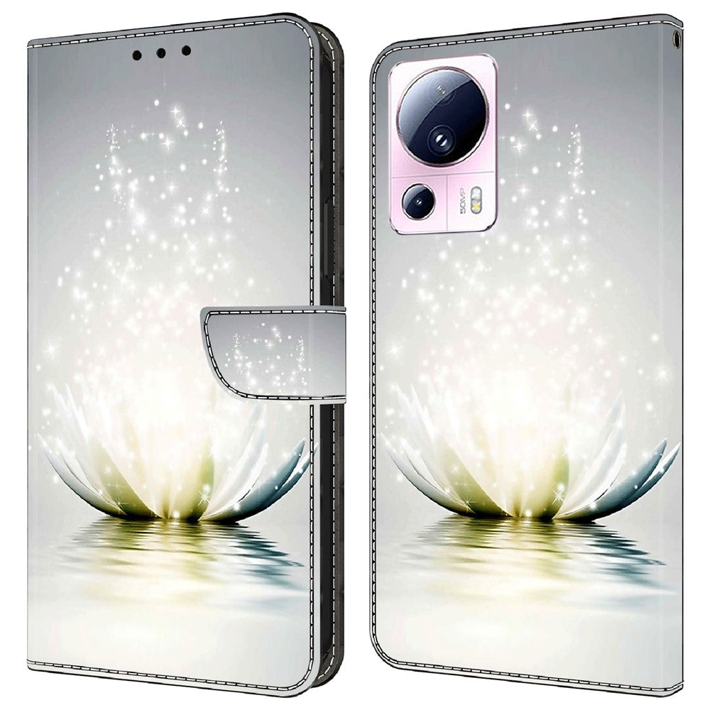 Xiaomi 13 Lite / Civi 2 5G PU-lädermobilskal 3D-mönsterutskrift Stativ Flip-plånboksfodral