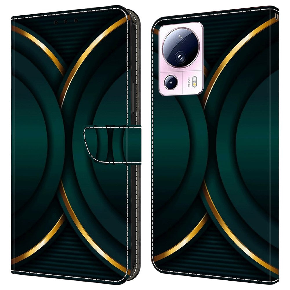 Xiaomi 13 Lite / Civi 2 5G PU-lädermobilskal 3D-mönsterutskrift Stativ Flip-plånboksfodral