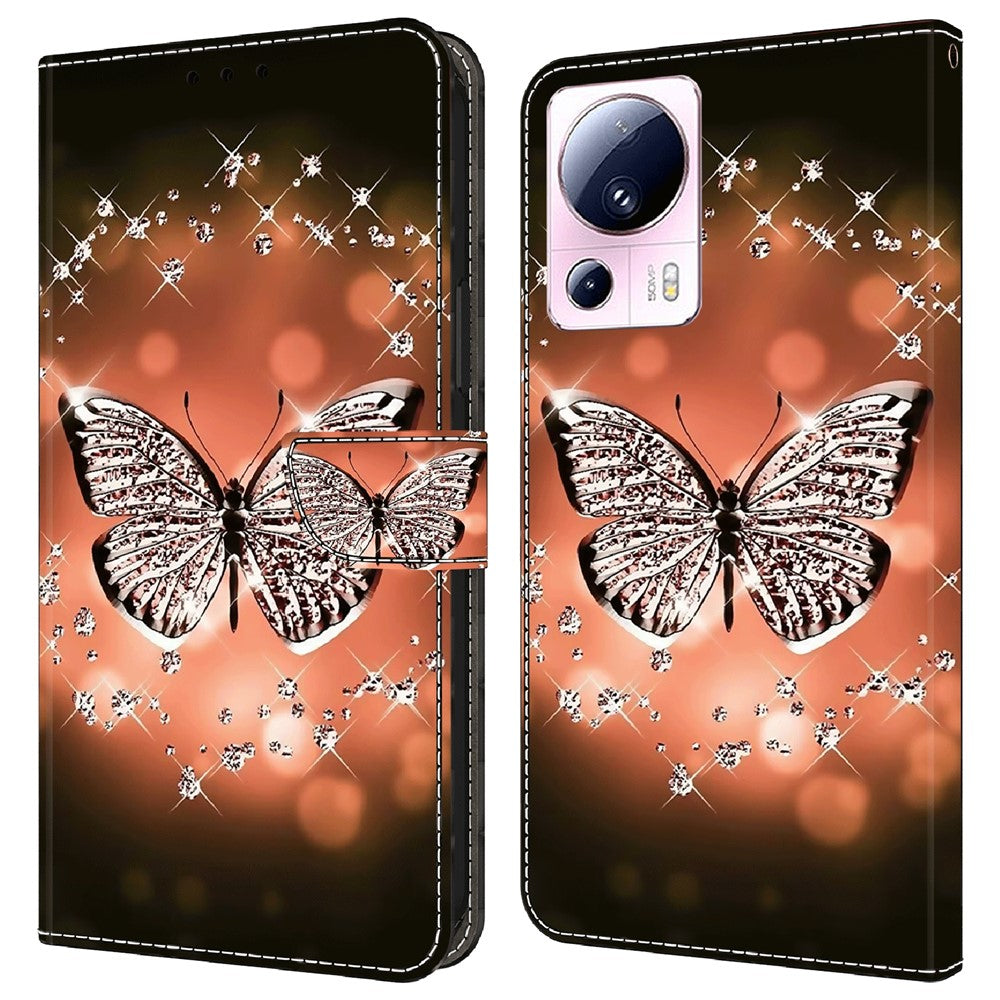Xiaomi 13 Lite / Civi 2 5G PU-lädermobilskal 3D-mönsterutskrift Stativ Flip-plånboksfodral
