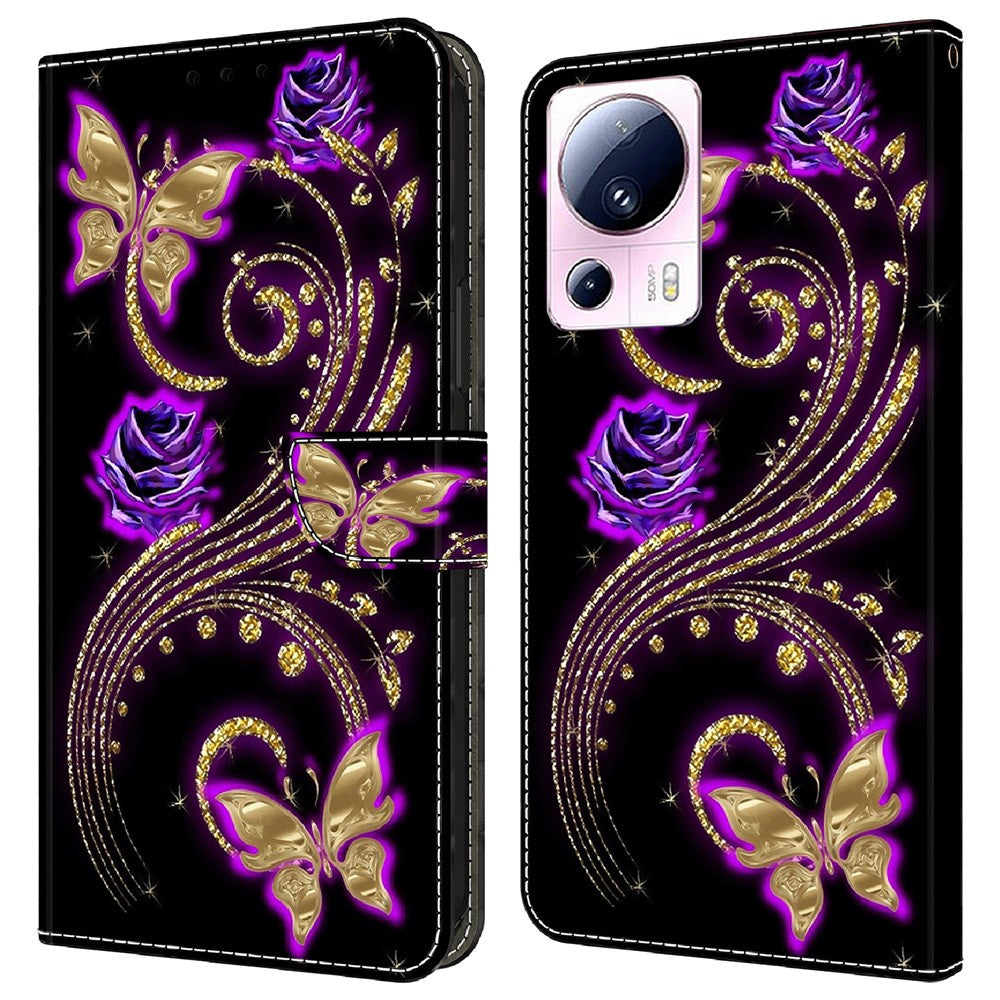 Xiaomi 13 Lite / Civi 2 5G PU-lädermobilskal 3D-mönsterutskrift Stativ Flip-plånboksfodral