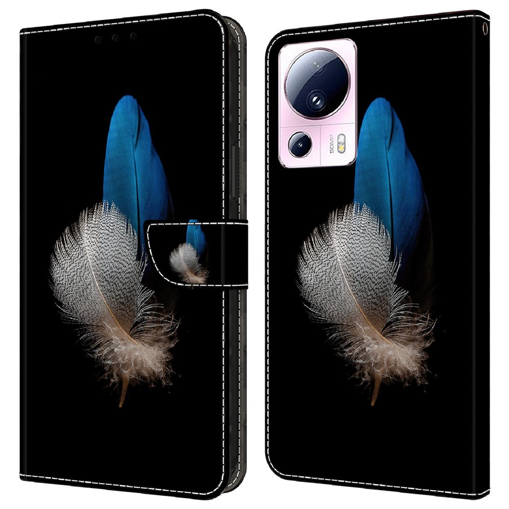 Xiaomi 13 Lite / Civi 2 5G PU-lädermobilskal 3D-mönsterutskrift Stativ Flip-plånboksfodral