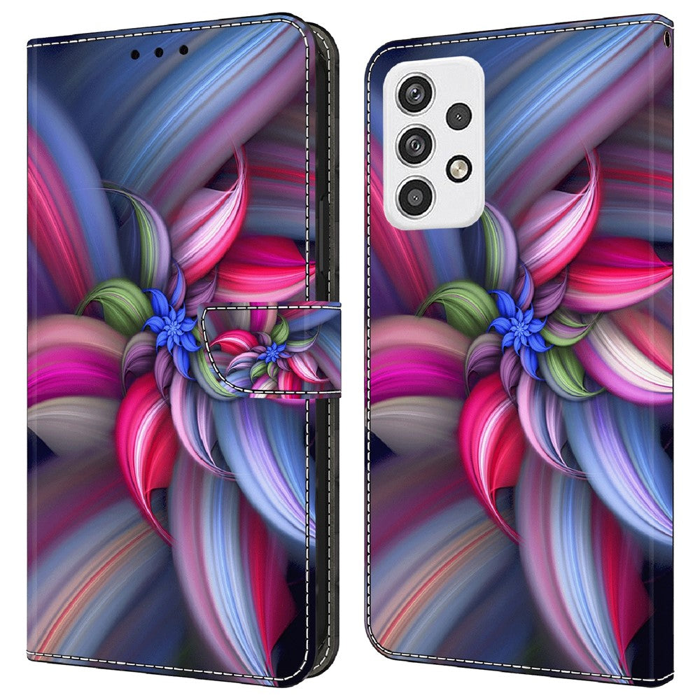Til Samsung Galaxy A23 5G (Global Version) Flipcover i læder med 3D-mønster, stander og kortholder