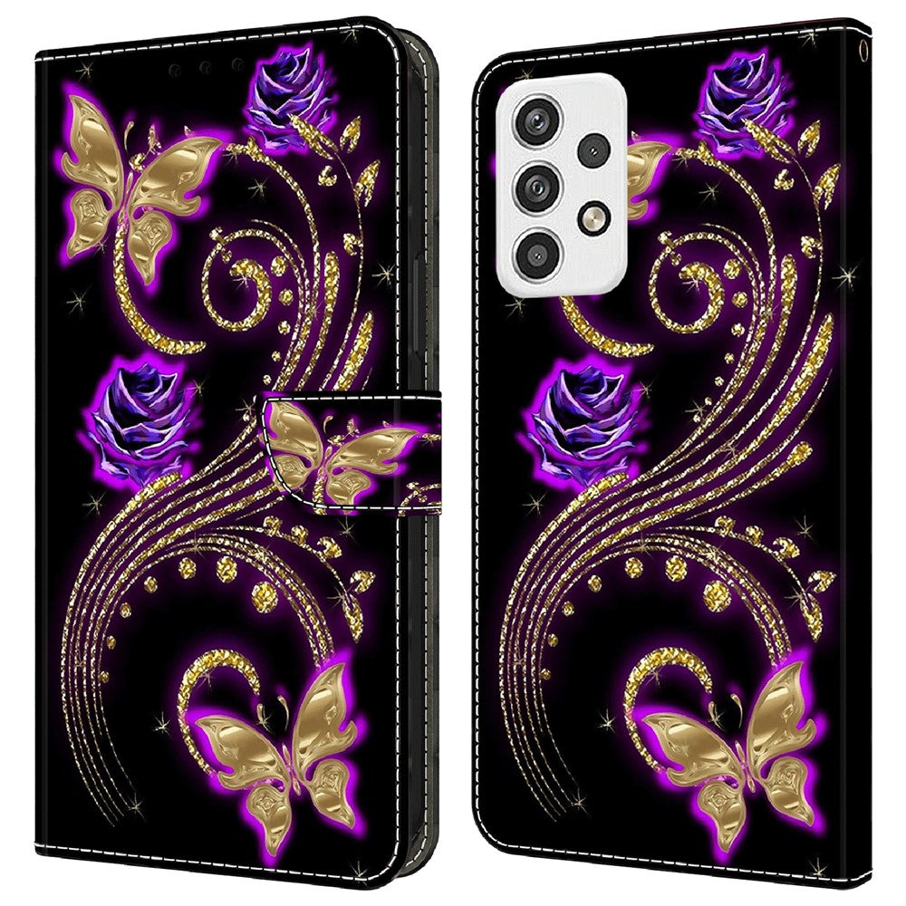 Til Samsung Galaxy A23 5G (Global Version) Flipcover i læder med 3D-mønster, stander og kortholder