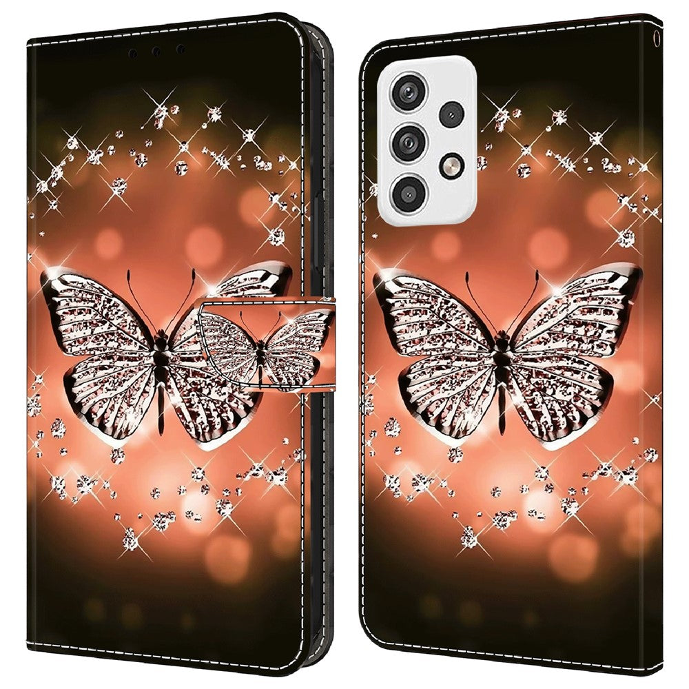 Til Samsung Galaxy A23 5G (Global Version) Flipcover i læder med 3D-mønster, stander og kortholder