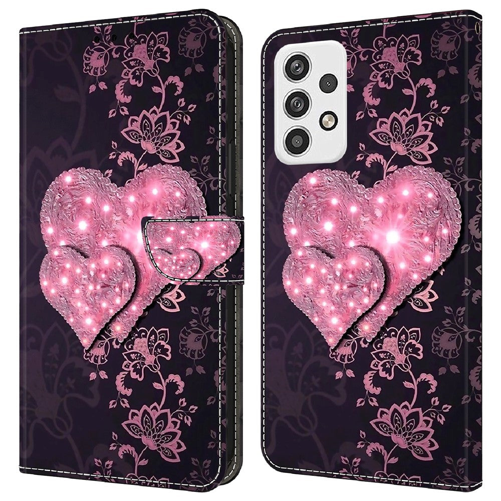 Til Samsung Galaxy A23 5G (Global Version) Flipcover i læder med 3D-mønster, stander og kortholder