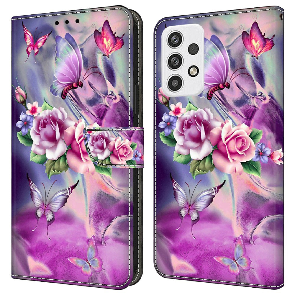 Til Samsung Galaxy A23 5G (Global Version) Flipcover i læder med 3D-mønster, stander og kortholder
