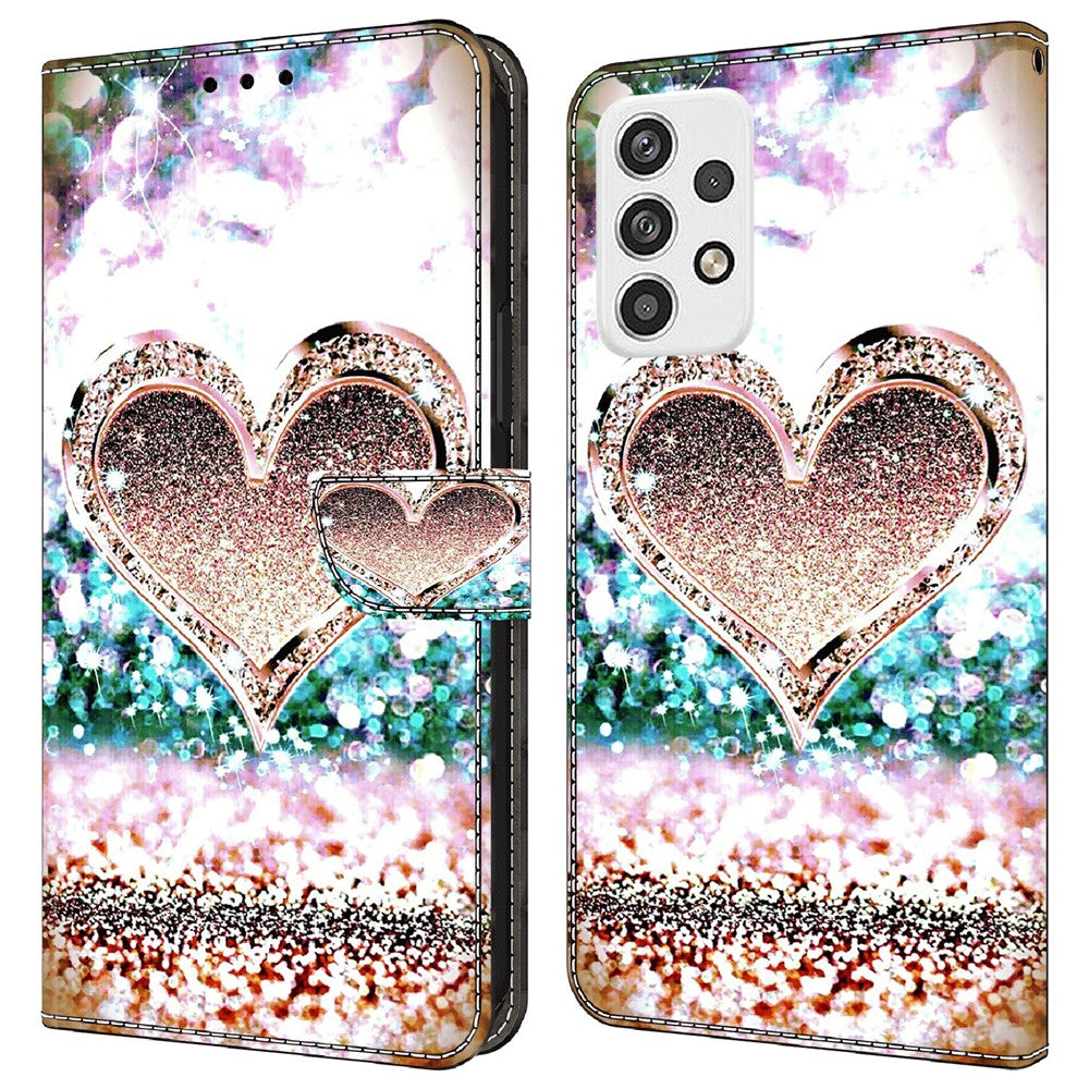 Til Samsung Galaxy A23 5G (Global Version) Flipcover i læder med 3D-mønster, stander og kortholder