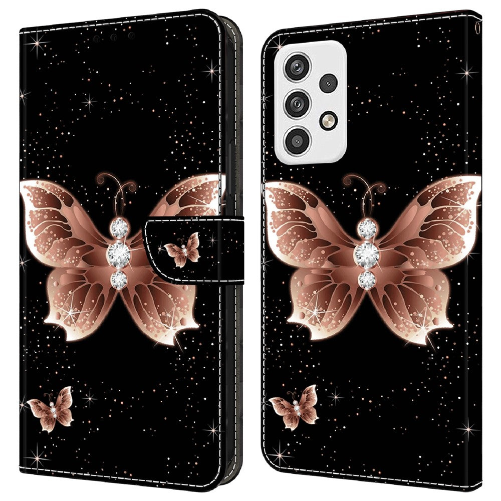 Til Samsung Galaxy A23 5G (Global Version) Flipcover i læder med 3D-mønster, stander og kortholder