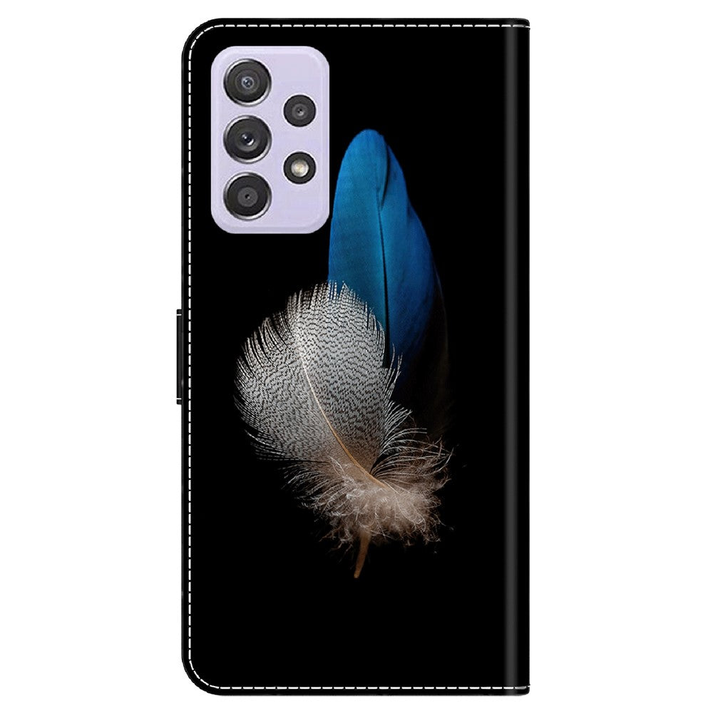 Pung Etui til Samsung Galaxy A52 4G / 5G / A52s 5G, PU Læder Stander 3D Mønsterprint Telefon Cover