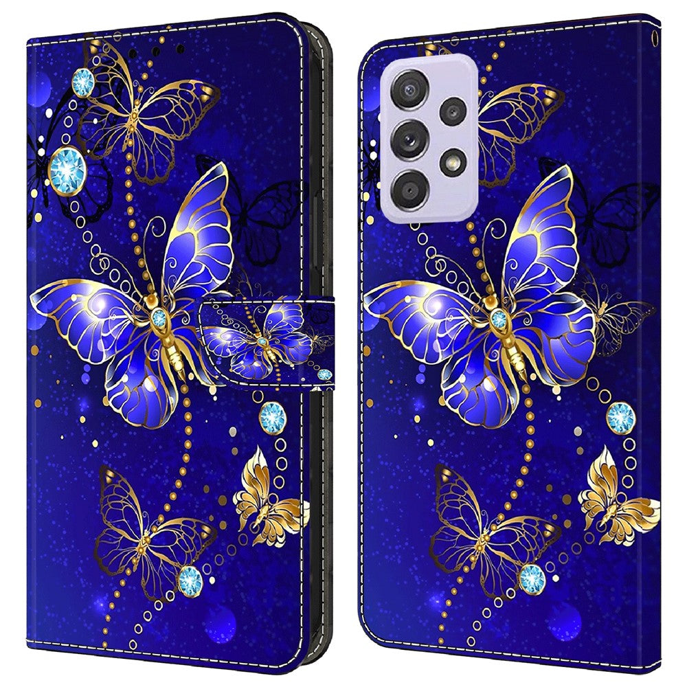Pung Etui til Samsung Galaxy A52 4G / 5G / A52s 5G, PU Læder Stander 3D Mønsterprint Telefon Cover