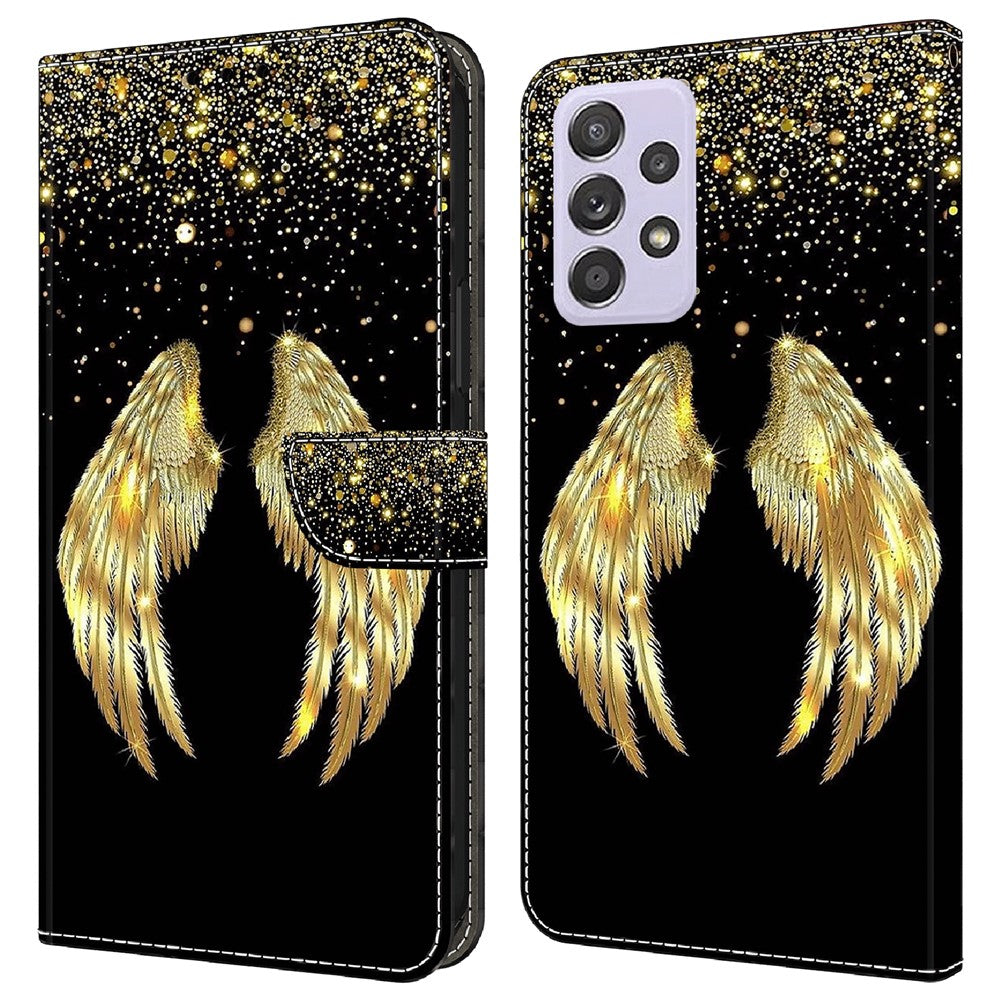 Pung Etui til Samsung Galaxy A52 4G / 5G / A52s 5G, PU Læder Stander 3D Mønsterprint Telefon Cover