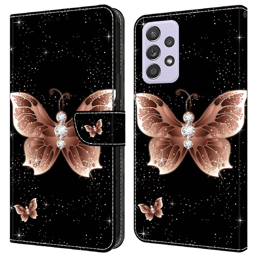 Pung Etui til Samsung Galaxy A52 4G / 5G / A52s 5G, PU Læder Stander 3D Mønsterprint Telefon Cover