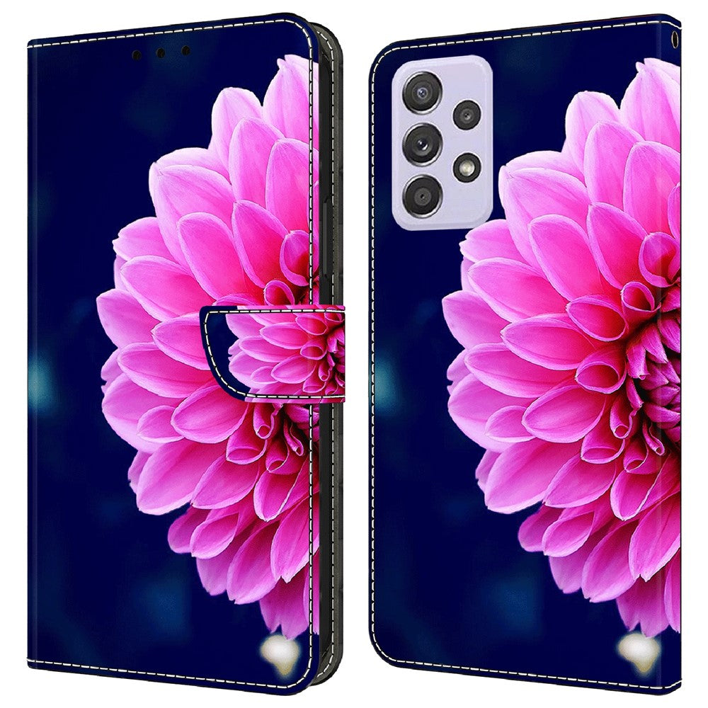 Pung Etui til Samsung Galaxy A52 4G / 5G / A52s 5G, PU Læder Stander 3D Mønsterprint Telefon Cover