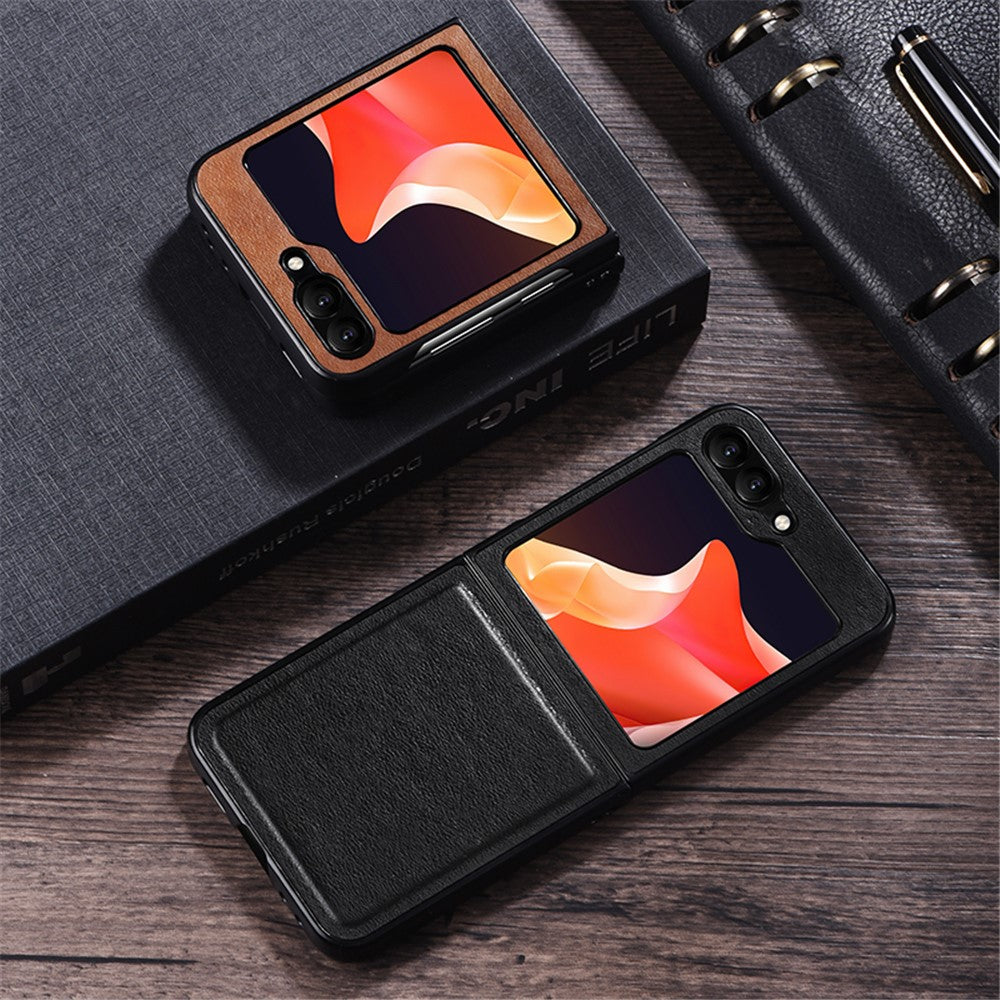 Til Samsung Galaxy Z Flip5 5G Stødsikkert Telefoncover PU-læderbelagt Hårdt PC Ultratyndt Cover