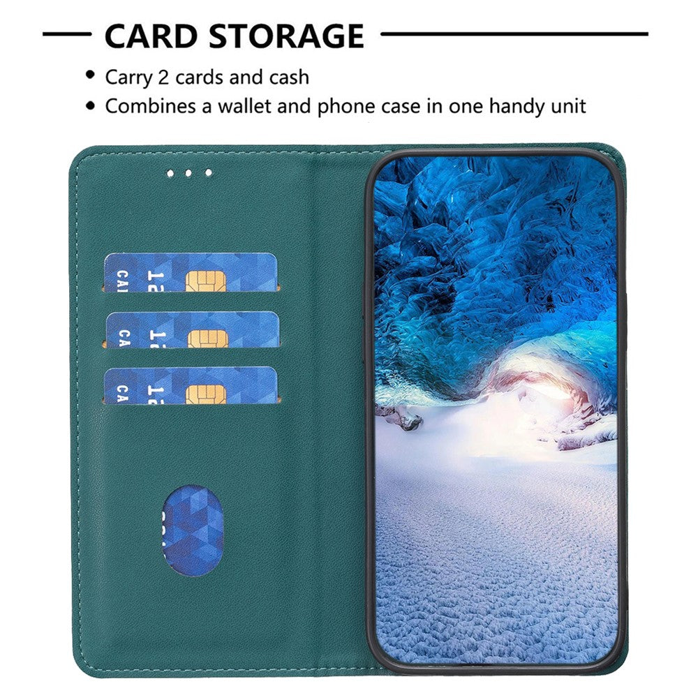 BINFEN COLOR BF18 För Xiaomi Redmi 12 4G Självabsorberande Magnetiskt Läder Flipfodral mobilskal med Korthållare