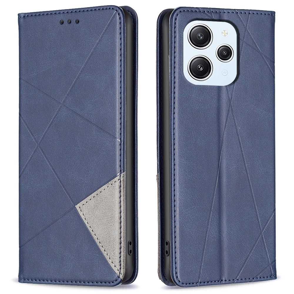 For Xiaomi Redmi 12 4G Card Holder Cell Phone Case Imprinted Line Stand Leather Phone Cover