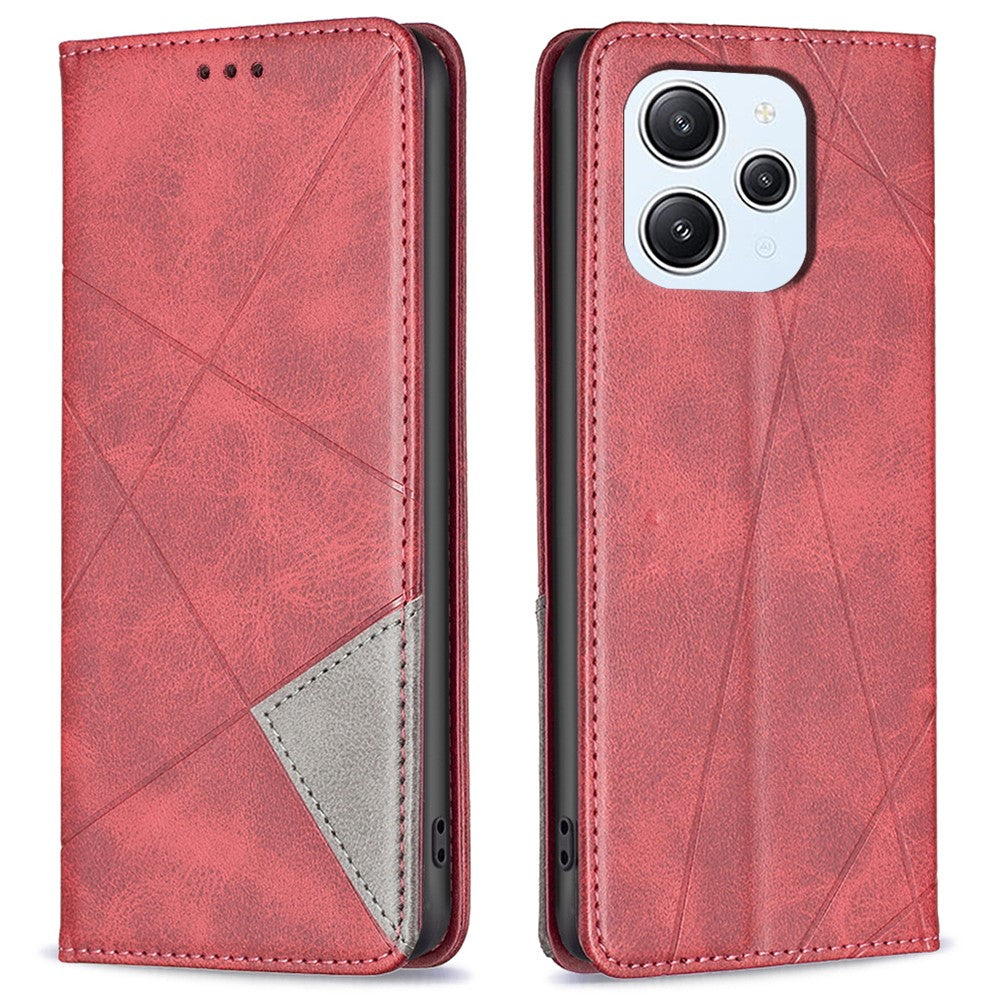 For Xiaomi Redmi 12 4G Card Holder Cell Phone Case Imprinted Line Stand Leather Phone Cover