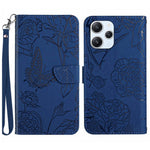 HT03 Wallet Stand Phone Cover for Xiaomi Redmi 12 4G Imprinted PU Leather Phone Case with Wrist Strap