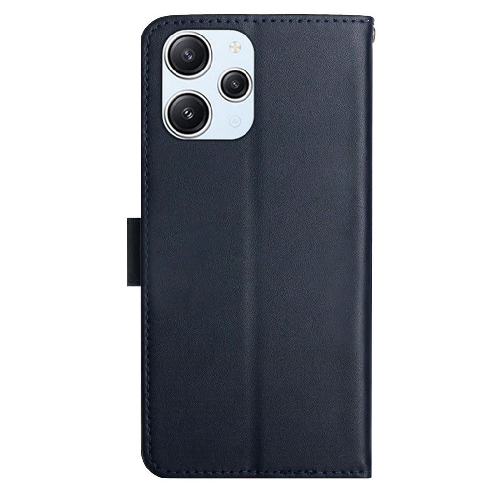 HT02 For Xiaomi Redmi 12 4G TPU+Genuine Cow Leather Wallet Stand Case Nappa Texture Shockproof Phone Cover