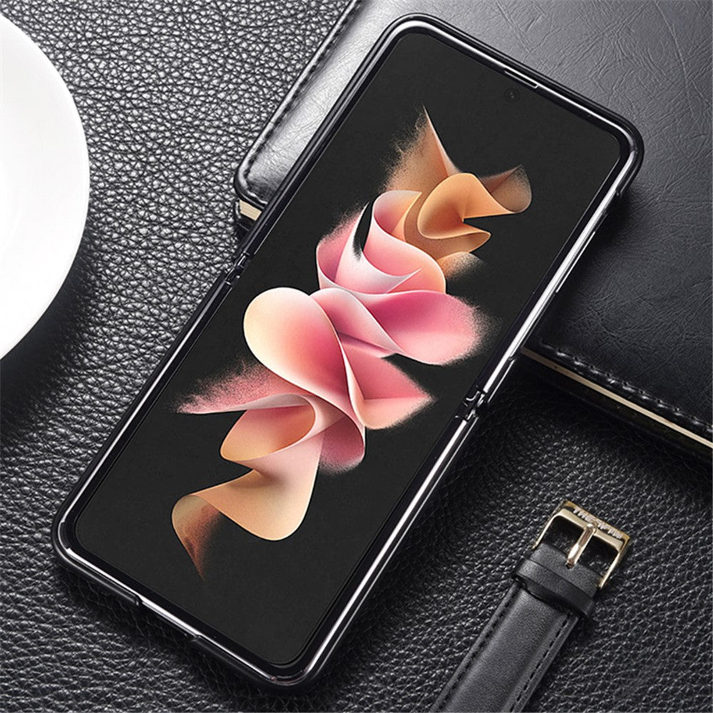 For Samsung Galaxy Z Flip5 5G Slim Phone Case Cowhide Leather + PC Non-Slip Shockproof Cover