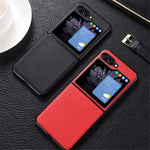 For Samsung Galaxy Z Flip5 5G Slim Phone Case Cowhide Leather + PC Non-Slip Shockproof Cover