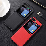 For Samsung Galaxy Z Flip5 5G Slim Phone Case Cowhide Leather + PC Non-Slip Shockproof Cover