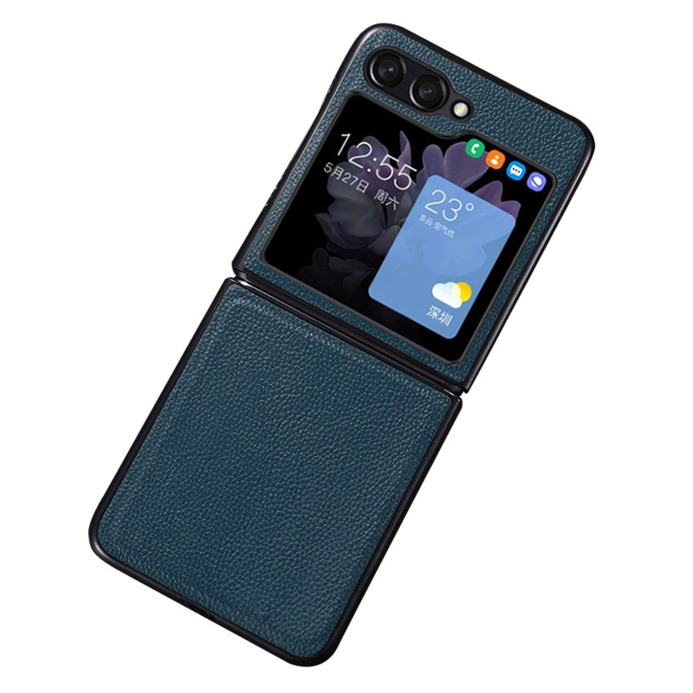 For Samsung Galaxy Z Flip5 5G Slim Phone Case Cowhide Leather + PC Non-Slip Shockproof Cover