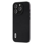 ABEEL For iPhone 15 Pro Max Phone Case Genuine Cow Leather Coated PC+TPU Nappa Texture Cover