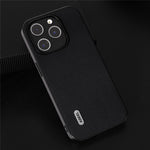 ABEEL For iPhone 15 Pro Max Phone Case Genuine Cow Leather Coated PC+TPU Nappa Texture Cover