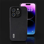 ABEEL For iPhone 15 Pro Max Phone Case Genuine Cow Leather Coated PC+TPU Nappa Texture Cover